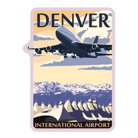 Die Cut Sticker Denver, Colorado, Airport View, Contour Vinyl Sticker 1 to 3 inches (Waterproof Decal for Cars, Water Bottles, Laptops, Coolers), Small