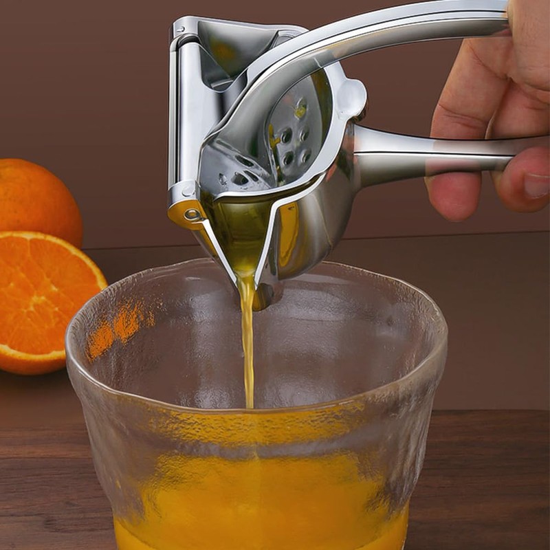 Orange Pomegranate Lemon Squeezer,Manual Citrus Press,Ergonomic Handles Hand Press Bar(Silver)