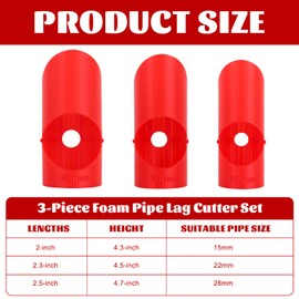 LYPPUL Pipe Lagging Insulation Foam Cutter Tool for 15mm, 22mm, 28mm, Lagging Jig for Copper, Pipe Lagging Mitre Tool, Pipe Insulation, Ideal Foam Pipe Cutter Slice for 45 Degree Angles