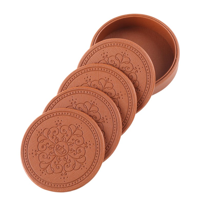 LISRSC Coasters Set of 4 - PU Leather Coasters with
