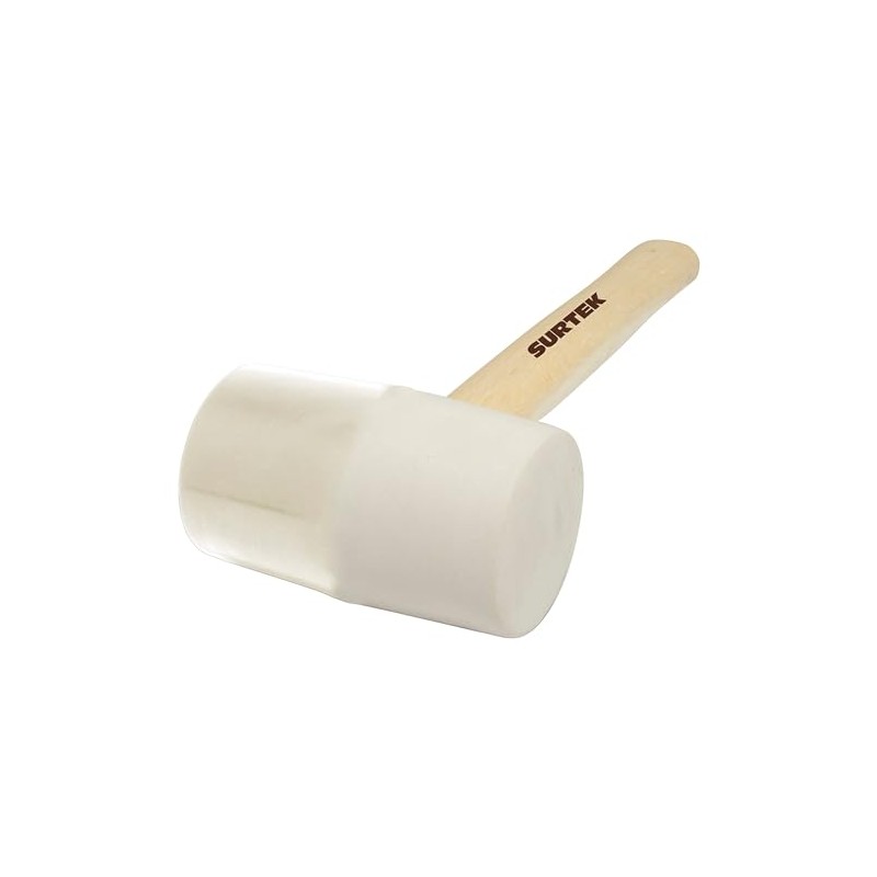 Surtek 608B Mazo con cabeza de hule blanco con mango
