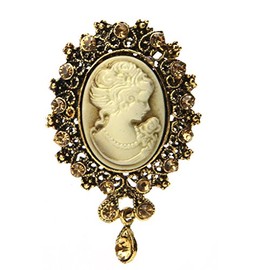Xuniu Fashion Vintage Cameo Victorian Style Pendant Brooch Pin for Party Wedding, Metal, Cameo