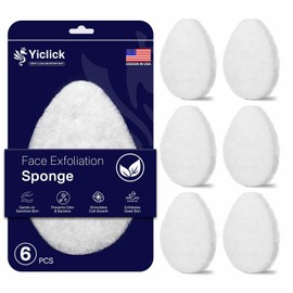 Yiclick 6 Packs Exfoliating Facial Sponge - Daily Cleansing Face Scrubber Exfoliator, Makeup Blackhead Remover Tools, Face Scrub Brush, Reusable Exfoliating Pads for Women