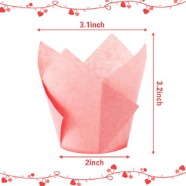 Augshy Tulip Cupcake Liners, 240pcs Baking Cups Cupcake Liners Muffin Tins Treat Cups for Weddings, Birthdays, Baby Showers (Red Pink)