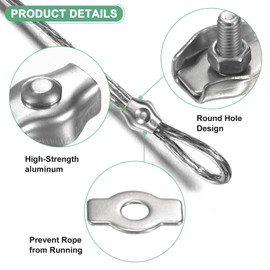 M METERXITY 12-Pack M3 Wire Rope Clips Simplex Single Bolt Stainless Steel Wire Rope Cable Clamps Fit for 1/8 Inch Diameter Wire Cable Wire Rope Clamp