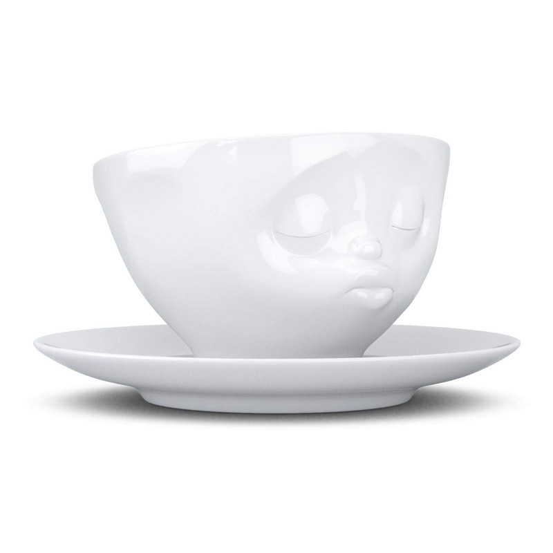 Coffee Cup With Saucer Kissing Design White