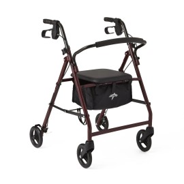 Medline Basic Rollator, Burgundy