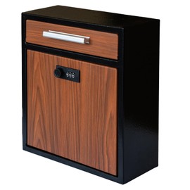 xhlokk Combination Lock Mailbox, Wood Vintage Metal Mailboxes for Outside, Security Drop Box with Lock, Heavy Duty Thickened Large Capacity Mounted Mailbox