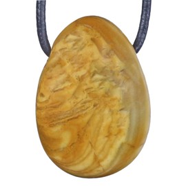 Lebensquelle Plus Yellow Jasper Drop Pendant | Drilled Tumbled Stone Pendant with Cotton Cord | High-Quality Gemstone Pendant, Gemstone, Jasper