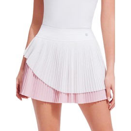 Mudere Pleated Tennis Skirts for Women Golf Athletic Activewear Skorts Summer Workout Running Skorts with Pockets Pink
