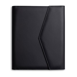 FOREVERMORE Zipper Padfolio Portfolio Binder Organizer for Women | Faux Leather Portfolio Folder for Resume, Documents, Tablet and Business Cards | Notebook Organizer with Notepad Included - Black
