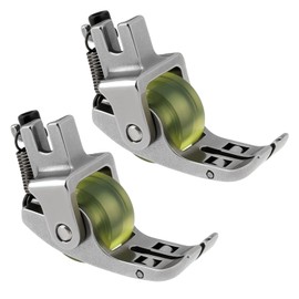 Briny River 2Pcs Rubber Wheel Presser Feet 3 Roll Roller Foot Replacement Part Narrow Wheel Presser Foot Suitable for Most Industrial Sewing Machine PVC Leather Fabric