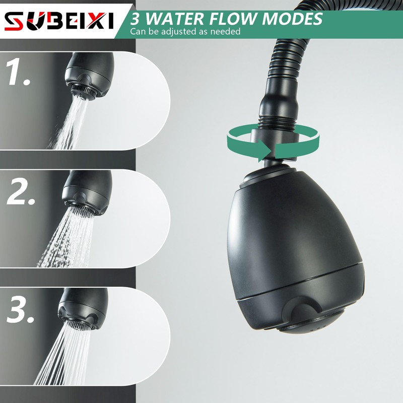 SUBEIXI Adjustable Shower Arm with High Pressure Shower Head, Powerful