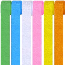 6 Rolls Colourful Crepe Paper, Rainbow Crepe Ribbons Background Streamers Paper Rainbow Crepe Paper Craft Crepe for Party Decoration and Crafts Paper Art 6 Colours (Set 1)
