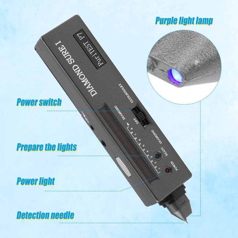 Portable Electronic Diamond Test Pen with UV Light, High Precision