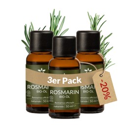 Heldengrün® BIO Rosmarinöl 50 ml [HOCHDOSIERT] Stimuliert Haarwachstum - Haaröl bei Haarausfall - 100% naturreines Rosmarin Öl - Rosmarinöl Haare - 3 x 50 ml