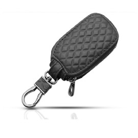Car Key Case, Universal Key Fob Cover Case, Leather Car Key Keychain Holder Anti Scratch Cover Protector (Black, 9*5.3*2.5CM)