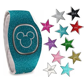 Ultra Sparkle Glitter Magic Band Skin Vinyl Decal Wraps *No Flake Wrap Magic Band + Skin Vinyl Decal Compatible with MagicBand+ (New 2022 Release) (Ultra Sparkle Green)