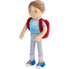 HABA 304742 Little Friends Papa Karsten Mini Doll from 3 Years, Includes Backpack, Durable Plastic Bending Doll for Long Playing Joy