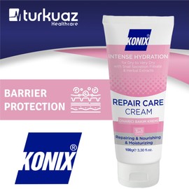 KONIX Barrierecreme, spendet Feuchtigkeit für das Gesicht, schützt und beruhigt trockene, empfindliche Haut, Formel 100 Gr (Repair Care Cream)