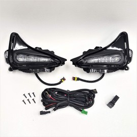 LEDIN Compatible For 2017-2019 Toyota Corolla L LE XLE Built-in LED DRL Fog Driving Light with Switch Bezel Wires