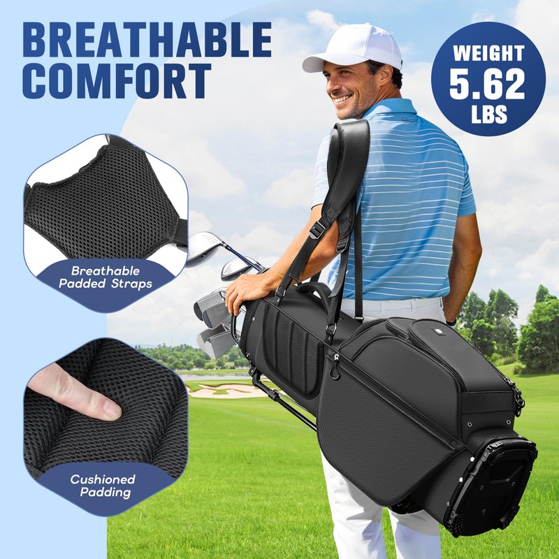 5 Way Golf Stand Bag with Full Length Dividers, Lightweight