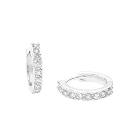 Amor 9059249 Women's Creole Earrings 925 Sterling Silver with Synthetic Zirconia 1.3 cm Silver Comes in Jewellery Gift Box, Silver, Cubic Zirconia