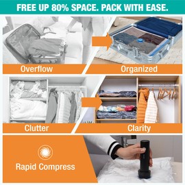 Roomimaster Travel Vacuum Storage Bags with Rechargeable Wireless Electric Pump, Travel Packing Bags for Luggage and Suitcase, Carry-on Size Compression Space Saver for Clothes and Clothing, 25 Pack