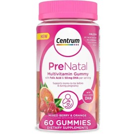 Centrum Multi Vitaminas Prenatal Ácido Fólico Dha Gomitas Sabor Frutos Rojos Naranja
