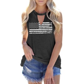 American Flag Tank Tops Women Patriotic Shirt USA Flag Stars Stripes Print Sleeveless T-Shirt 4th of July Tee Tops (Grey2, XX-Large)