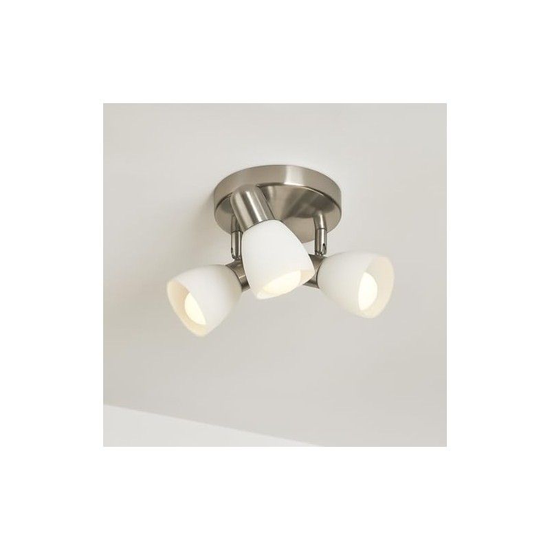 Delano 3 Light Ceiling Spotlight - Matt Nickel & White