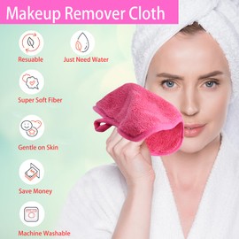 BloomSesame Microfibre Make-Up Cloth, Reusable Microfibre Face Cleansing Cloth, Makeup Remover Cloth (Rose Red, 20 x 20 cm, Pack of 12)