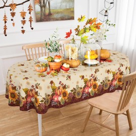 HSOWKDN Oval Halloween Tablecloth 60×84 Inch, Halloween Orange Tablecloths Halloween Spider Web Washable Table Cover, Halloween Decoration Table Cloths for Party Picnic Dinner Table Decor