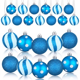 24 Pcs 2.4" Blue and White Christmas Balls Ornaments for Tree