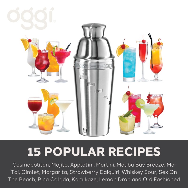 OGGI Dial A Drink Cocktail Shaker - Stainless Steel, 15