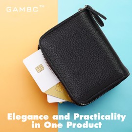 Card Holder and Women's Wallet Synthetic Leather with Anti-RFID - Small and Elegant Wallet with Card Slots - Small Women Purse for Daily Use - Black, black, Modern