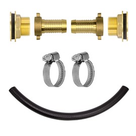 VARIOSAN Rain Butt Connector Set 14573, 1 Inch, Blank Brass with 50 cm Connection Hose