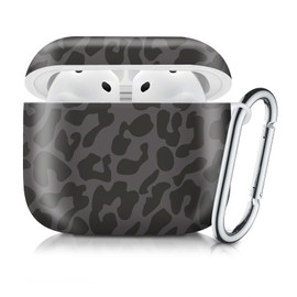 Case Compatible with AirPod 4th Generation 2024,Shockproof Protective Case Cover with Keychain for Women Men,Wireless Accessorie Charging Cases for Airpod 4th - Black Leopard