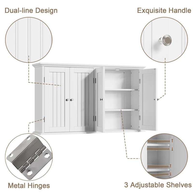 Laundry Cabinet with 4 Doors and Adjustable Shelves