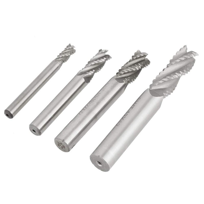 4pcs 4 Flutes HSS Roughing End Mill CNC Router Spiral