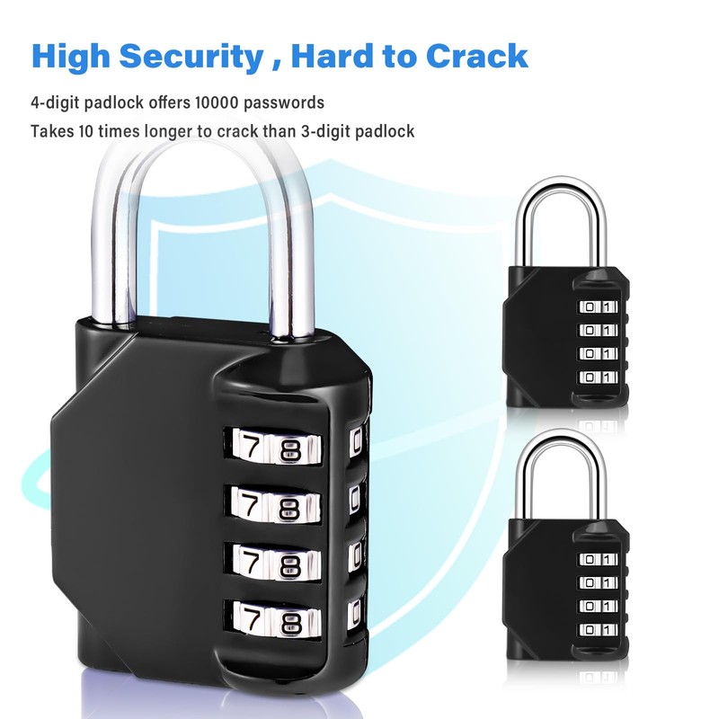 2 Pcs Combination Padlock, Heavy Duty Metal Padlock for Gym