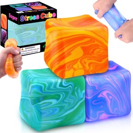 3PCS Squishy Stress Cube Fidget Toys, Colour Doh Cube Sensory Squeeze Stress Balls Toys for Adults & Kids, Squishy Stress Relief Toy, Autism Fidget Cube Fun Toy Stocking Filler