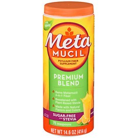Metamucil Premium Blend Psyllium Fiber Powder Sugar-Free with Stevia Orange - 14.6 oz
