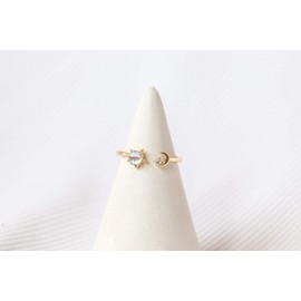 Adjustable Moon and Star Ring, Opalite Star and Moon Ring, Gold-Plated Celestial Ring, Crescent Moon Ring