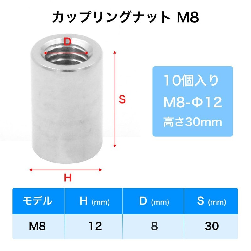 winova Coupling Nut M8 Round Coupling Nut Stainless Steel 304