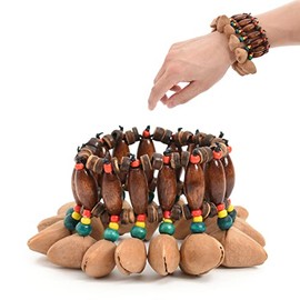 HUIANER African Nut shell Hand Bell Bracelet Tribal Style Handbell Drum Percussion Accessories Hand Chain