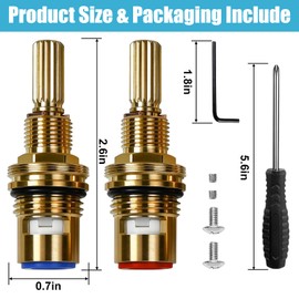Brass 1-001 & Brass 1-002 Ceramic Valve Set - Compatible with Newport Hot & Cold widespread Cartridge Replacement, Easy Installation