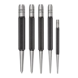 Starrett S816PC 5-Piece Punch Set, 3 Prick Punches with 5/64"-5/32" Diameters and 2 Center Punches with 1/16" and 3/32" Diameters, In Plastic Case