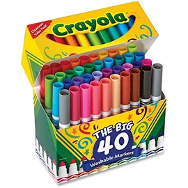 Crayola 587858 Washable Markers, Broad Point, Assorted Classic Colors, 40/Set