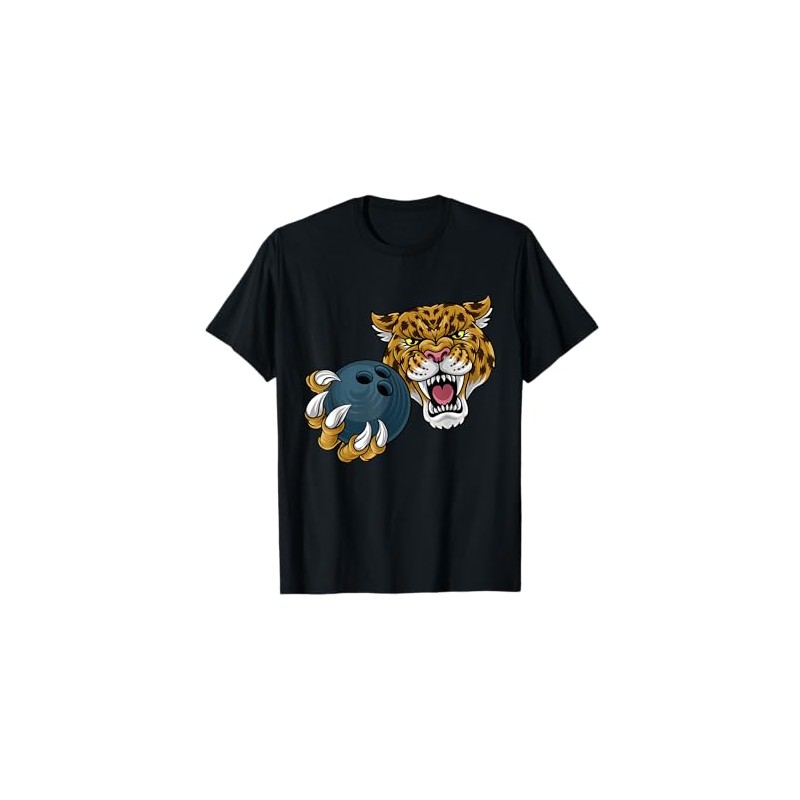 Jaguar Leopard Cheetah Panther Bowling Cartoon Character T-Shirt